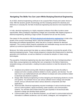 Navigating The Skills You Can Learn While Studying Electrical Engineering