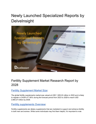 Newly Launched Specialized Reports by DelveInsight