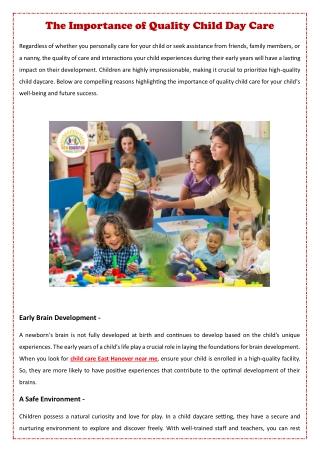 The Importance of Quality Child Day Care