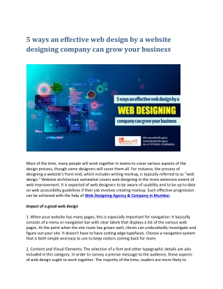 5 ways an effective web design by a website designing company can grow your business