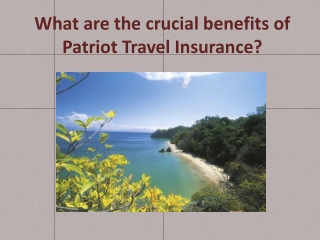 What are the crucial benefits of Patriot Travel Insurance?