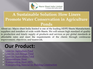 A Sustainable Solution How Liners Promote Water Conservation in Agriculture Ponds