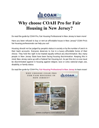 Fair Housing Professional in New Jersey