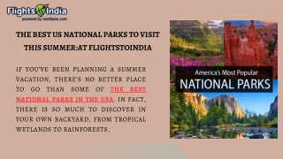 The Best US National Parks to Visit This Summer:At FlightsToIndia