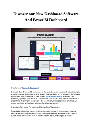 Discover our New Dashboard Software And Power Bi Dashboard