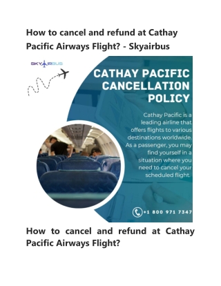 How to cancel and refund at Cathay Pacific Airways Flight