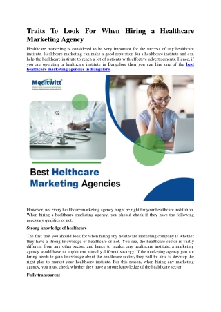 Traits To Look For When Hiring a Healthcare Marketing Agency