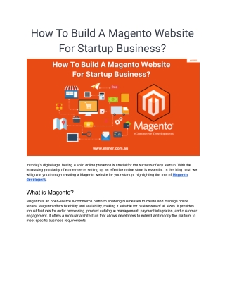 How To Build A Magento Website For Startup Business?