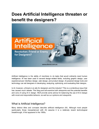 Artificial Intelligence threaten or benefit the designers?