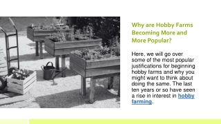 Why are Hobby Farms Becoming More and More Popular