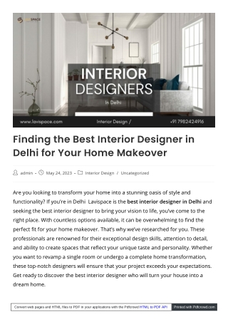 Discovering the Finest Interior Designers in Delhi for Your Home Transformation