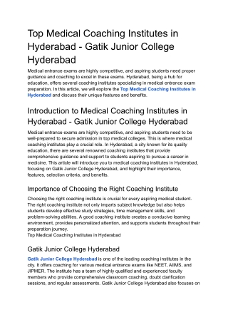 Top Medical Coaching Institutes in Hyderabad - Gatik Junior College Hyderabad (3)