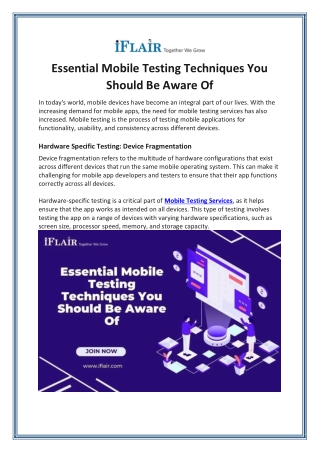 Essential Mobile Testing Techniques You Should Be Aware Of