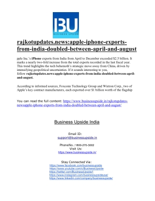 Rajkotupdates.news-apple iphone-exports from india-doubled-between-april and august