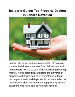 Insider’s Guide_ Top Property Dealers In Lahore Revealed