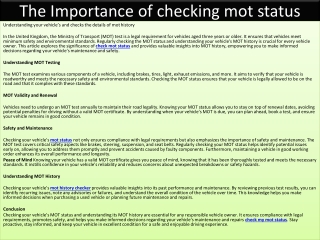 The Importance of checking mot status