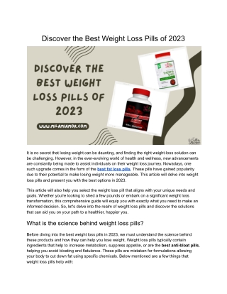 Discover the Best Weight Loss Pills of 2023