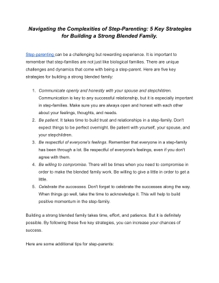 Navigating the Complexities of Step-Parenting_ 5 Key Strategies for Building a Strong Blended Family