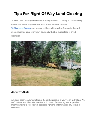 Some Tips For Right Of Way Land Clearing