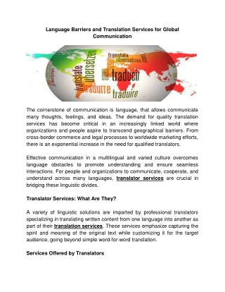 Language Barriers and Translation Services for Global Communication