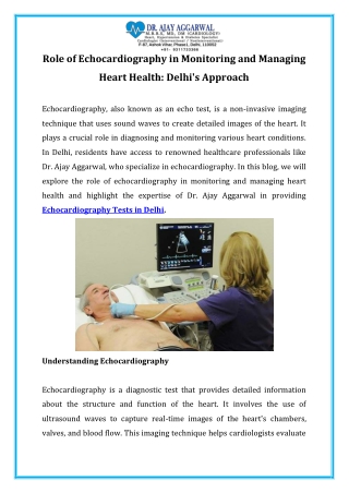 Role of Echocardiography in Monitoring and Managing Heart Health Delhi's Approach