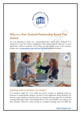 Why is a New Zealand Partnership Based Visa denied