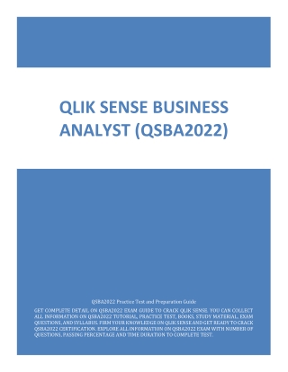 [PDF] Qlik Sense Business Analyst (QSBA2022) | Q & A