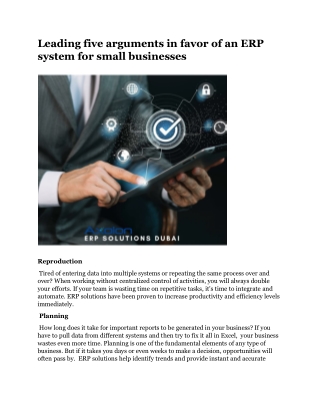 Leading five arguments in favor of an ERP system for small businesses