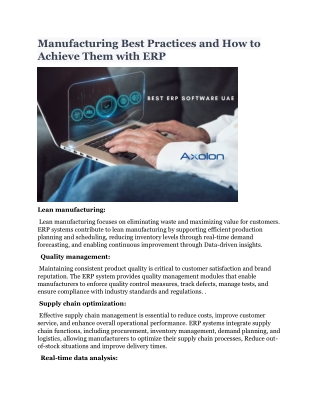 Manufacturing Best Practices and How to Achieve Them with ERP