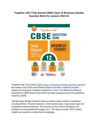 ‘Together with’ Fully Solved CBSE Class 12 Business Studies Question Bank