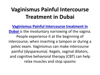 Vaginismus Painful Intercourse Treatment in Dubai