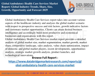 Ambulatory Health Care Services Market