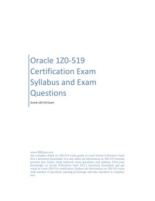 Oracle 1Z0-519 Certification Exam Syllabus and Exam Questions