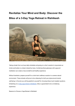 Revitalize Your Mind and Body_ Discover the Bliss of a 3-Day Yoga Retreat in Rishikesh