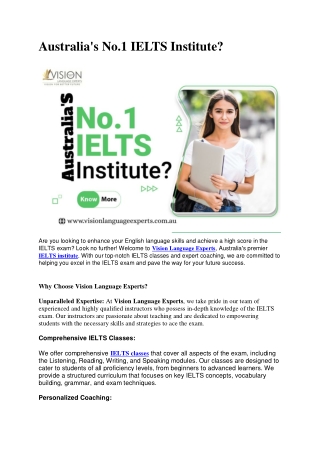 Australia's No.1 IELTS Institute?