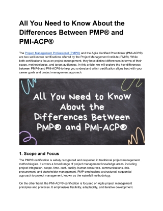 All You Need to Know About the Differences Between PMP® and PMI-ACP®