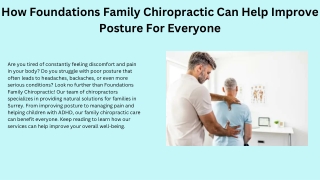 How Foundations Family Chiropractic Can Help Improve Posture For Everyone