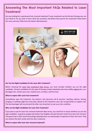 Answering The Most Important FAQs Related to Laser Treatment