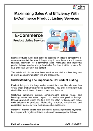 Maximizing Sales And Efficiency With E-Commerce Product Listing Services