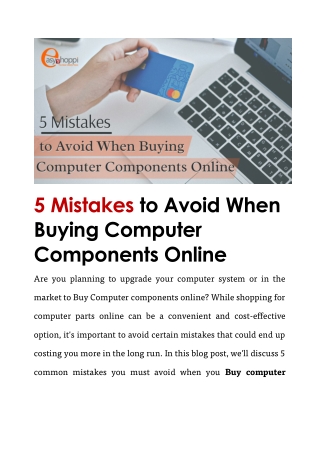 Avoid 5 Mistakes When Buying Computer Components Online