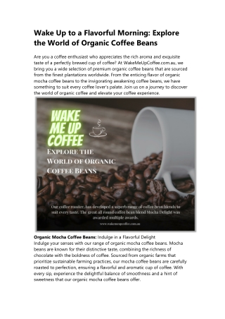 Wake Up to a Flavorful Morning Explore the World of Organic Coffee Beans