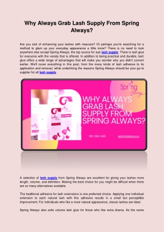 Why Always Grab Lash Supply From Spring Always?