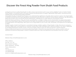 Discover the Finest Hing Powder from Shubh Food