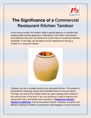 Restaurant Kitchen Tandoor In Delhi Ncr