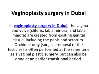 Vaginoplasty surgery in Dubai