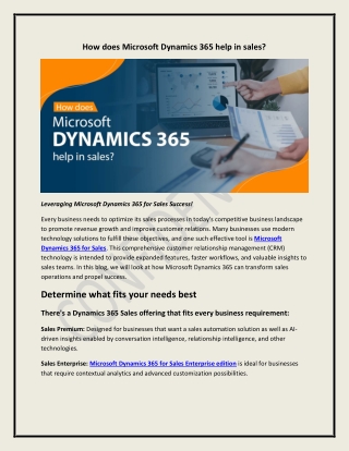 How does Microsoft Dynamics 365 help in sales?