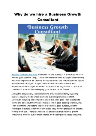 Significance Of Business Growth Consultant In Business Growth