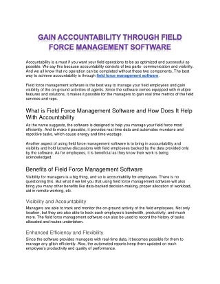 Gain Accountability Through Field Force Management Software