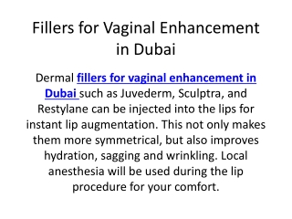 Fillers for Vaginal Enhancement in Dubai