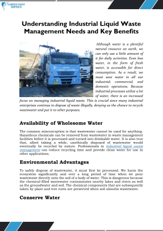 Clarence Valley Septics: Your Experts in Industrial Liquid Waste Management